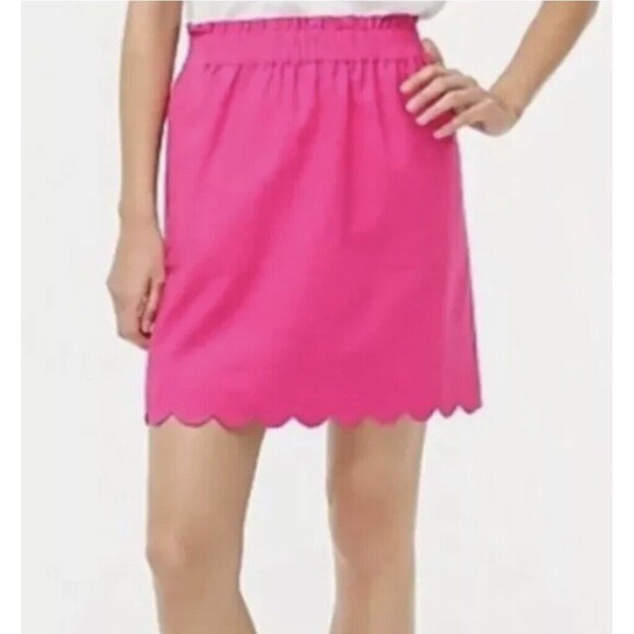 J.Crew Linen Pink Scalloped Mini Skirt Size-8 New with tag‎ $69 - Picture 1 of 11
